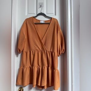 ASOS Design oversized tiered romper - size12; light orange; very lightweight